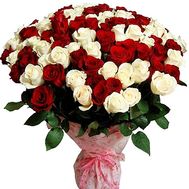 101 різнобарвна троянда 70 см