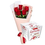 5 червоних троянд і Raffaello