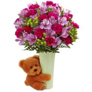 Букет альстромерій з ведмедиком