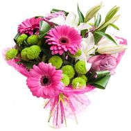 Букет із лілії гербер і хризантем