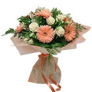 Букет із троянд, гербер і альстромерій