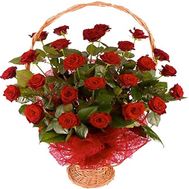 Кошик з 25 червоних троянд