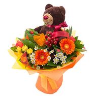 Плюшевий ведмедик з букетом