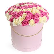 101 біла і рожева троянда в коробці