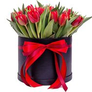 29 червоних тюльпанів в коробці