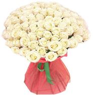 75 білих троянд 70 см