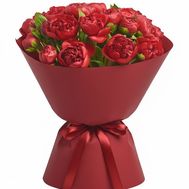 Букет із 25 бордових півоній