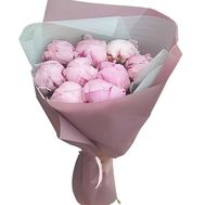 Букет із 9 рожевих півоній