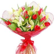 Букет із тюльпанів і орхідей