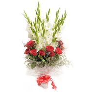 Букет із троянд і гладіолусів