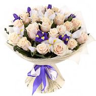 Букет із троянд і ірисів