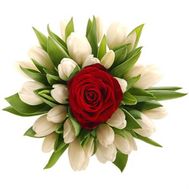 Букет тюльпанів з трояндою