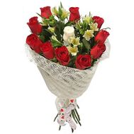 Букет троянд і альстромерій