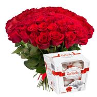 Великий букет із 101 червоної троянди