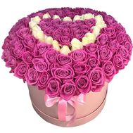 Серце з 101 троянди в коробці