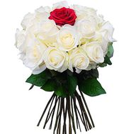 Білі троянди і в середині 1 червона