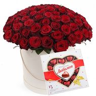 Букет із 101 червоної троянди в коробці