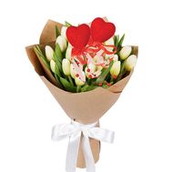 Букет із 25 білих тюльпанів