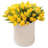 Жовті тюльпани в коробці