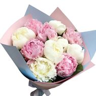 11 білих та рожевих півоній