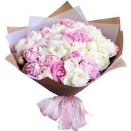 25 білих та рожевих півоній