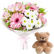 Букет квітів з іграшкою