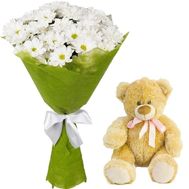 Букет ромашок з ведмедиком