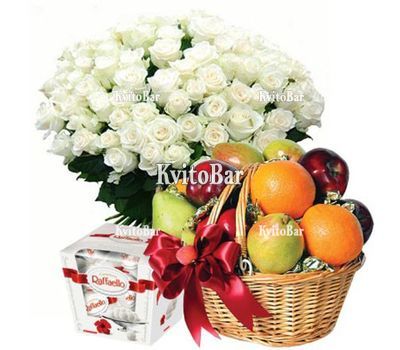 101 біла троянда, фрукти, Raffaello