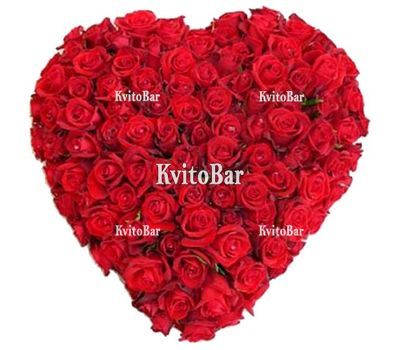 101 червона троянда серце