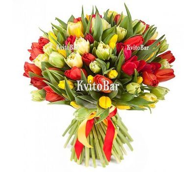 Букет із 101 тюльпана різних кольорів