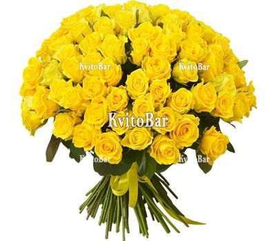 101 желтая роза 60 см