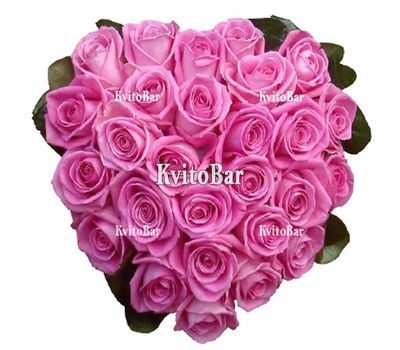 Серце із 27 рожевих троянд