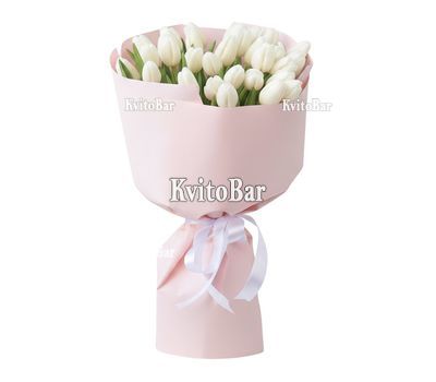 29 белых тюльпанов