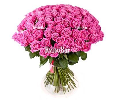 55 рожевих троянд 60 см