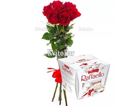 7 імпортних троянд + цукерки