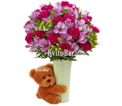 Alstroemerias with bear