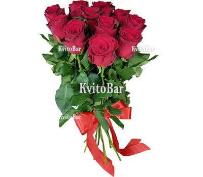 Букет із 11 червоних троянд 70 см