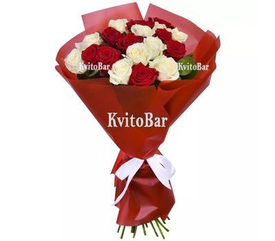 Красивий букет із білих і червоних троянд