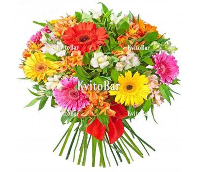 Букет із гербер і альстромерій
