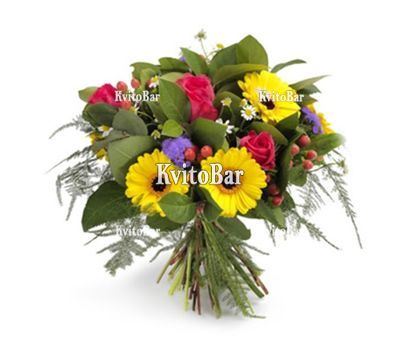 Букет із гербер і троянд