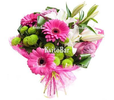 Букет із лілії гербер і хризантем