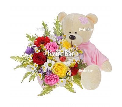 Букет із ведмедиком
