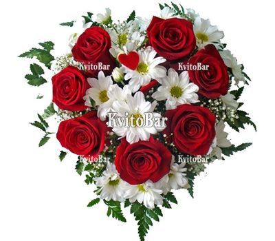 Композиція з троянд і хризантем