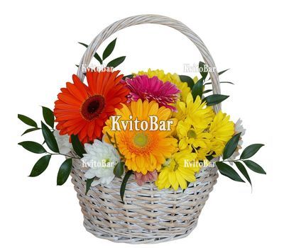 Корзина цветов с герберами