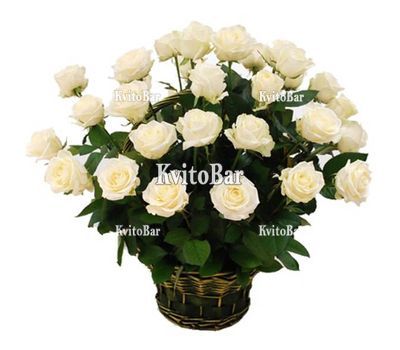 Кошик з білими трояндами
