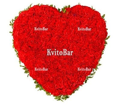 Серце з 101 червоної гвоздики