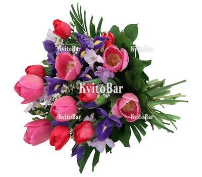 Тюльпани та іриси в букеті