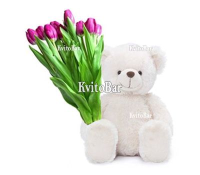 Ведмедик з тюльпанами