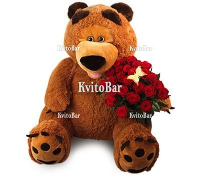 Великий ведмедик з трояндами