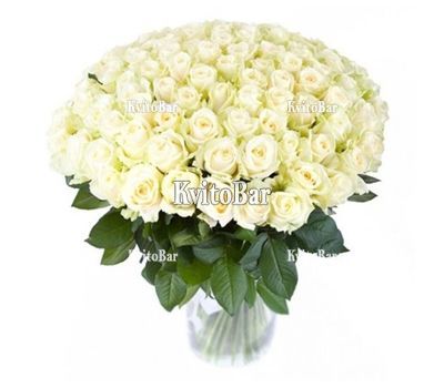101 біла троянда 70 см